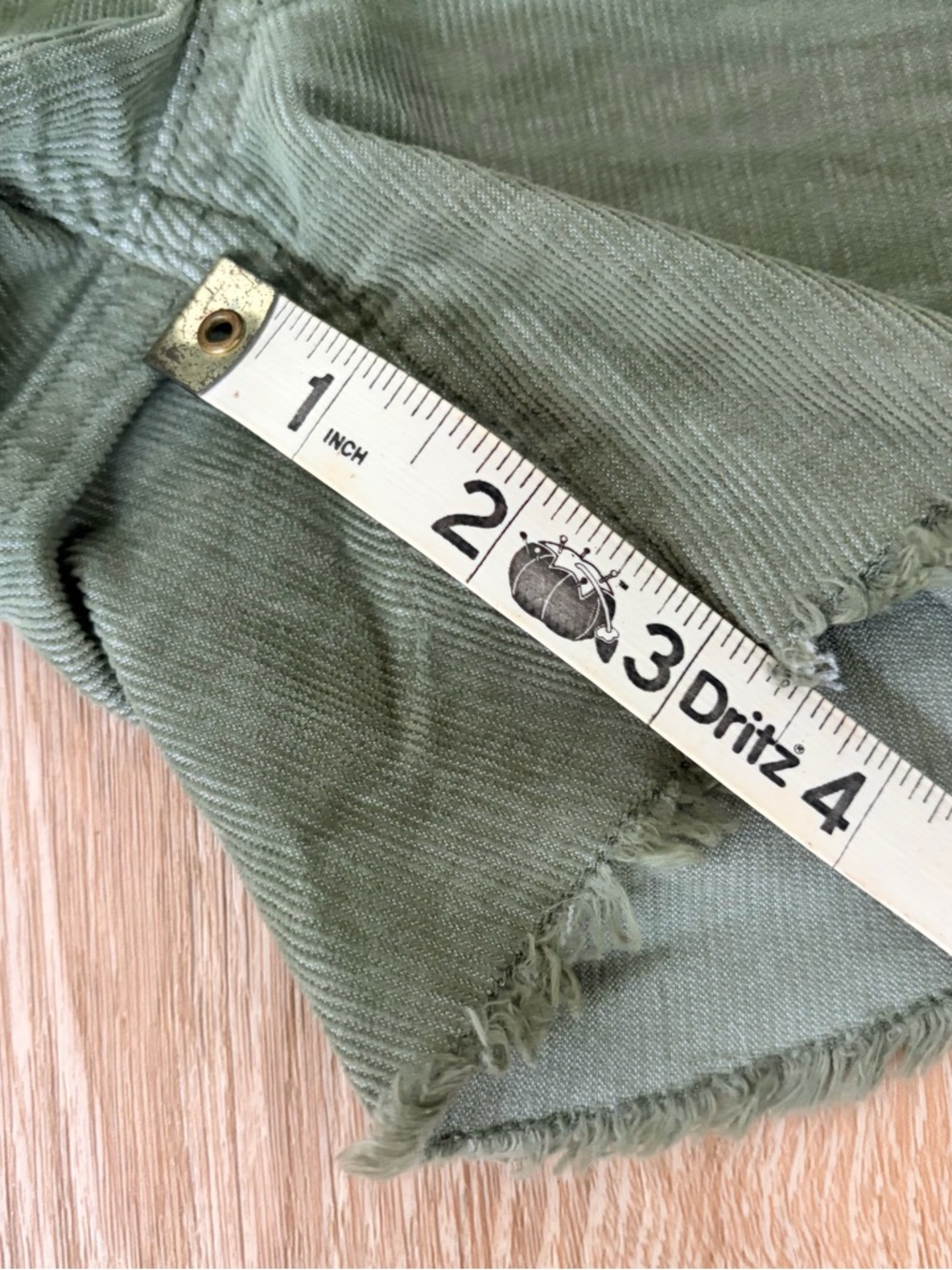 Carve Designs Olive Green Frayed Hem Denim Shorts - Picture 7 of 10